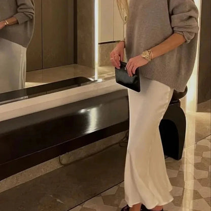 Women's Black Satin Skirt