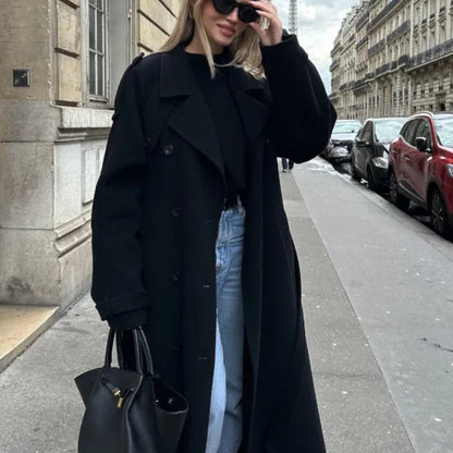 Double-Breasted Belted Overcoat – Classic and Stylish Winter Coat for Women