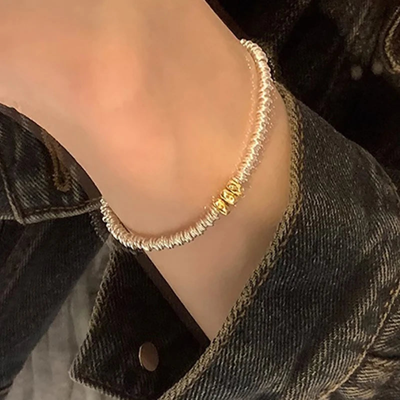 Irregular Geometric Beaded Bracelet for Women