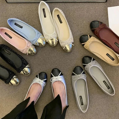 Bow Knot Ballet Flats - Stylish Women’s Ballet Shoes with Comfortable Fit and Bow Detail