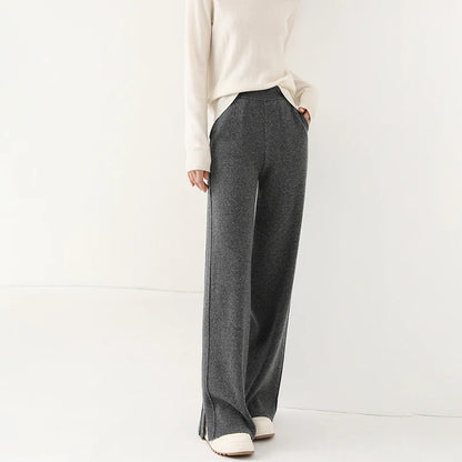 Wool High-Waisted Wide Leg Pants
