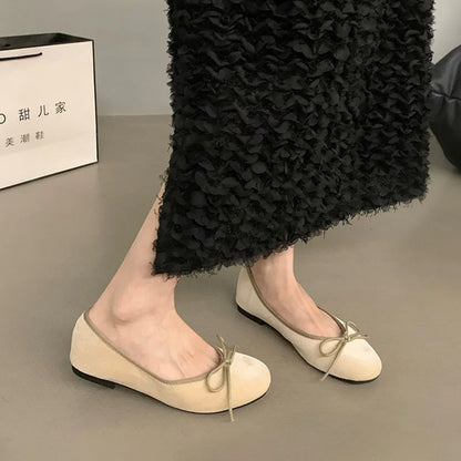 Red Bow Flat Shoes with Bow Detail