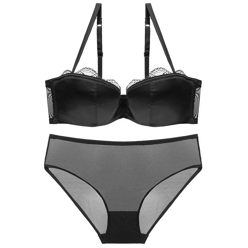 Elegant Lace Push-Up Bra and Panty Set for Women