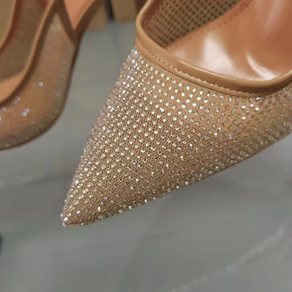 Diamond Slingback Heeled Sandals – Elegant Sparkling High Heels for Special Occasions