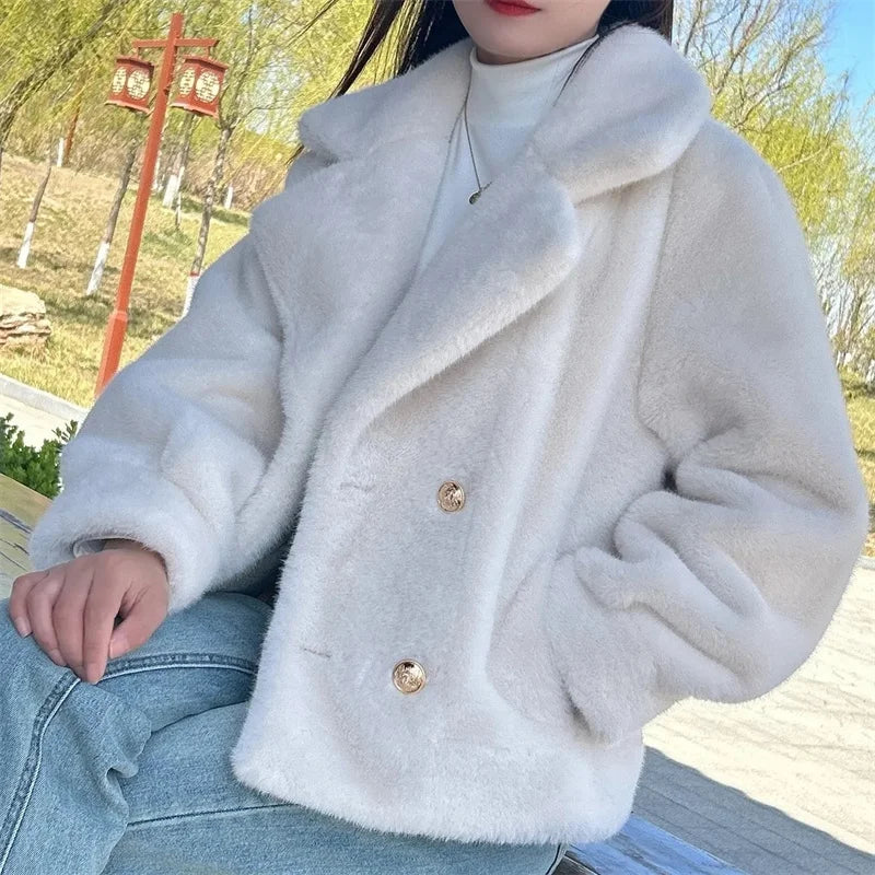 Elegant Mink Fur Short Coat – Women's Stylish and Warm Winter Outerwear