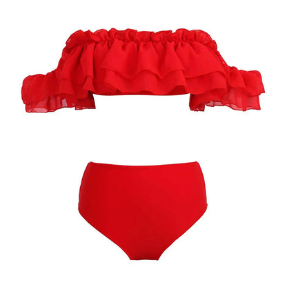 Ruffle Bandeau Bikini Set - Stylish Two-Piece Swimwear for Women’s Summer Beach Fashion