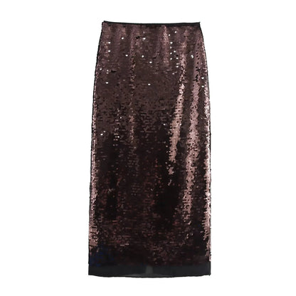 Sequined High-Waist Midi Skirt for Women