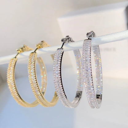 Luxury Gold CZ Hoop Earrings – Elegant Women’s Jewelry