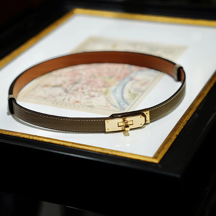 Women's Adjustable Leather Belt - Genuine Leather Waist Belt with Classic Buckle