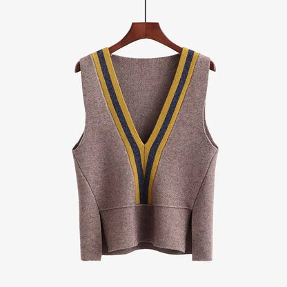 Knitted V-Neck Vest for Women