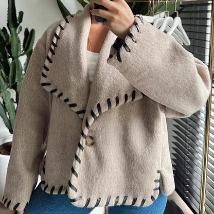 Chic Wool Plush Coat – Stylish Women’s Winter Outerwear for Warmth and Elegance