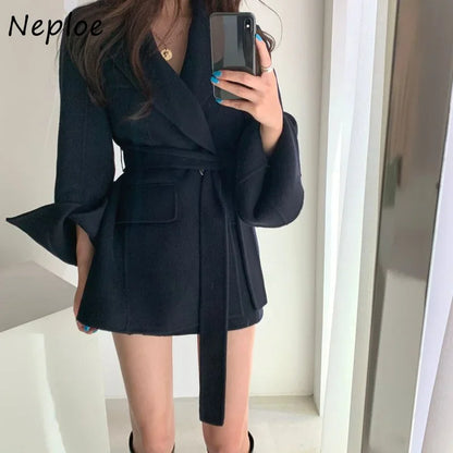 V Neck Slim Waist Bandage Jacket