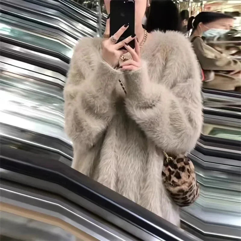 Cozy Mink Fleece Oversized Sweater – Soft and Warm Winter Pullover for Women