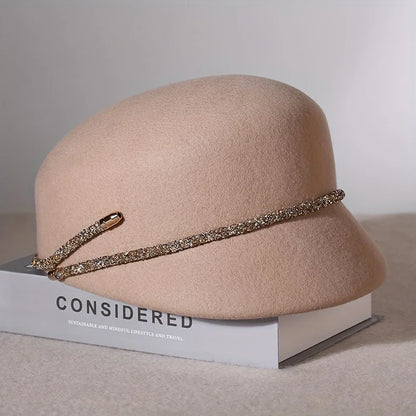 Elegant French Wool Felt Hat for Women – Classic Winter Fashion Accessory