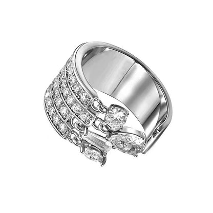 Zircon Silver Cuff Ring