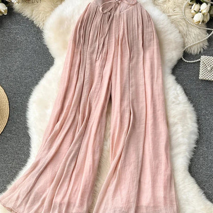 Stylish Mesh Wide-Leg Pants – Lightweight, Breathable, High-Waist Summer Trousers