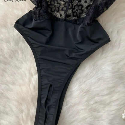 Elegant Women’s Lace Sheer Bodysuit – Sexy Slim Fit Lingerie for Women