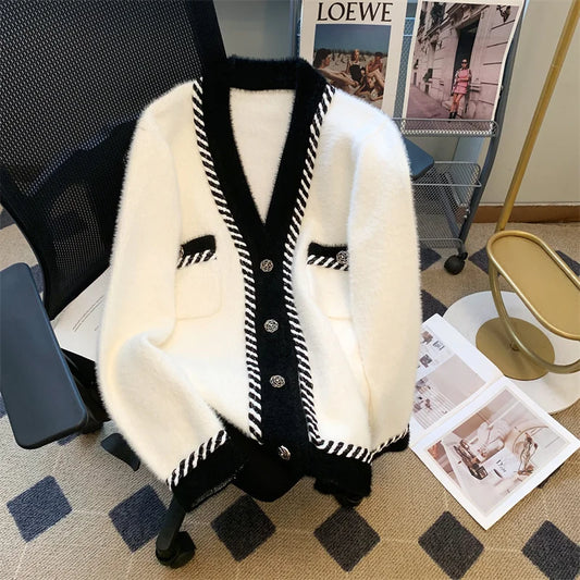 Vintage Plaid Knitted Cardigan