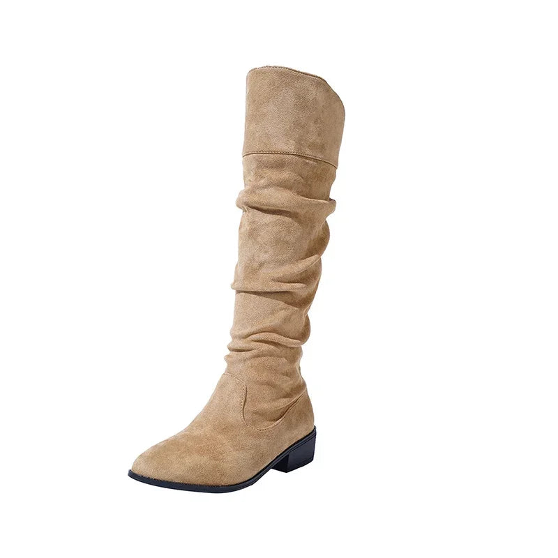 Pleated Knee High Boots for Women