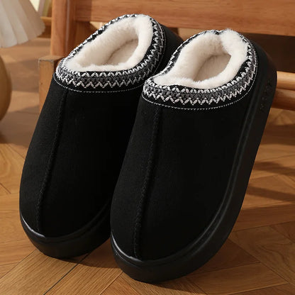 Cozy Fluffy Platform Slippers for Women with Soft Plush Fabric and Anti-Slip Sole