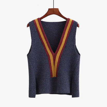 Knitted V-Neck Vest for Women