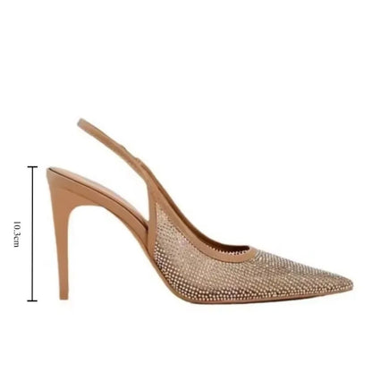 Diamond Slingback Heeled Sandals – Elegant Sparkling High Heels for Special Occasions