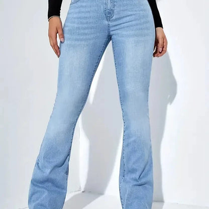 Stylish Women's Flare Stretch Jeans – High-Waisted Comfortable Denim with Classic Flared Leg