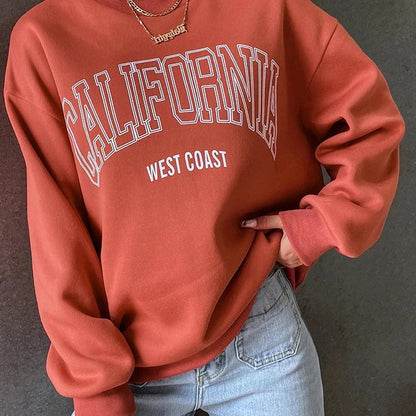 Women's California Print Sweatshirt - Casual and Trendy Pullover