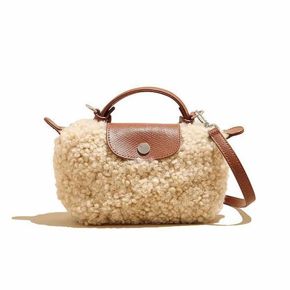 Wool Leather Dumpling Bag