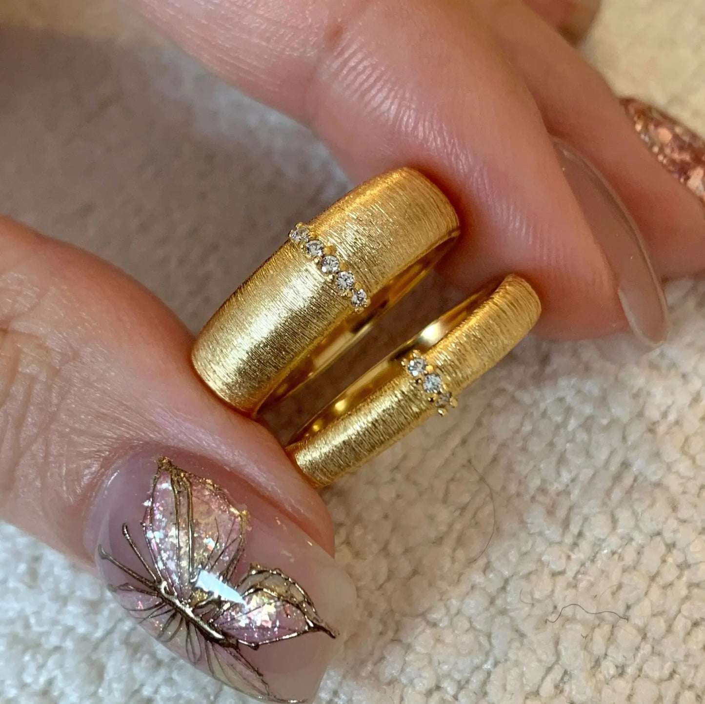 Gold Matte Zircon Ring – Elegant Women's Statement Ring