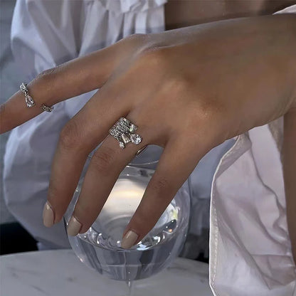 Zircon Silver Cuff Ring