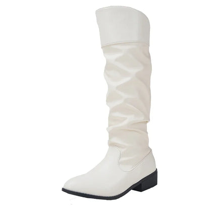 Pleated Knee High Boots for Women
