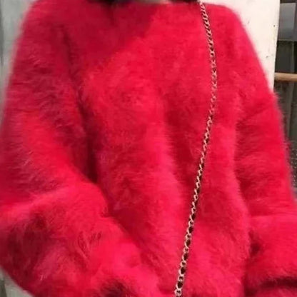 Cozy Mink Fleece Oversized Sweater – Soft and Warm Winter Pullover for Women