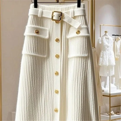 High Waist Knitted Skirt for Women