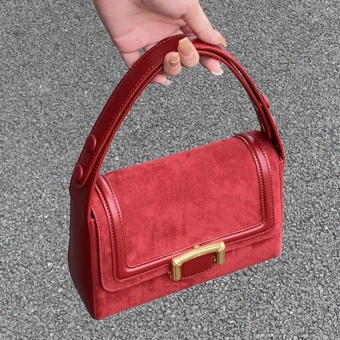 Miyagawa 2023 Niche Underarm Small Square Bag - Retro Suede Women’s Handbag with Versatile Design for Any Occasion