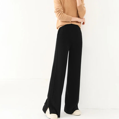 Wool High-Waisted Wide Leg Pants