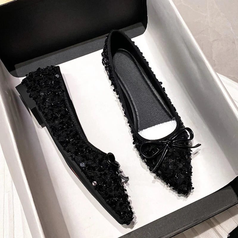 Bling Pointed Toe Flats - Stylish Sparkling Flats for Women with Pointed Toe Design