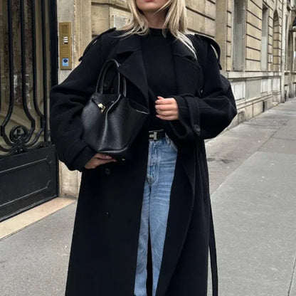Double-Breasted Belted Overcoat – Classic and Stylish Winter Coat for Women