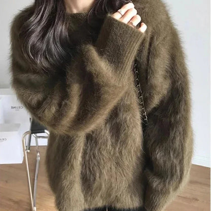 Cozy Mink Fleece Oversized Sweater – Soft and Warm Winter Pullover for Women