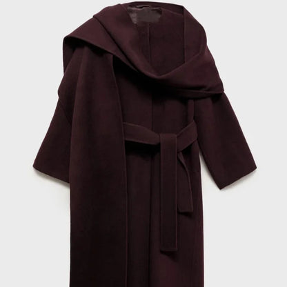 Burgundy Wool Overcoat - Elegant Women’s Winter Wool Coat for Cozy and Chic Winter Looks