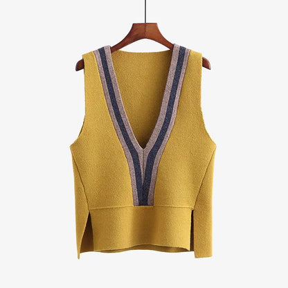 Knitted V-Neck Vest for Women