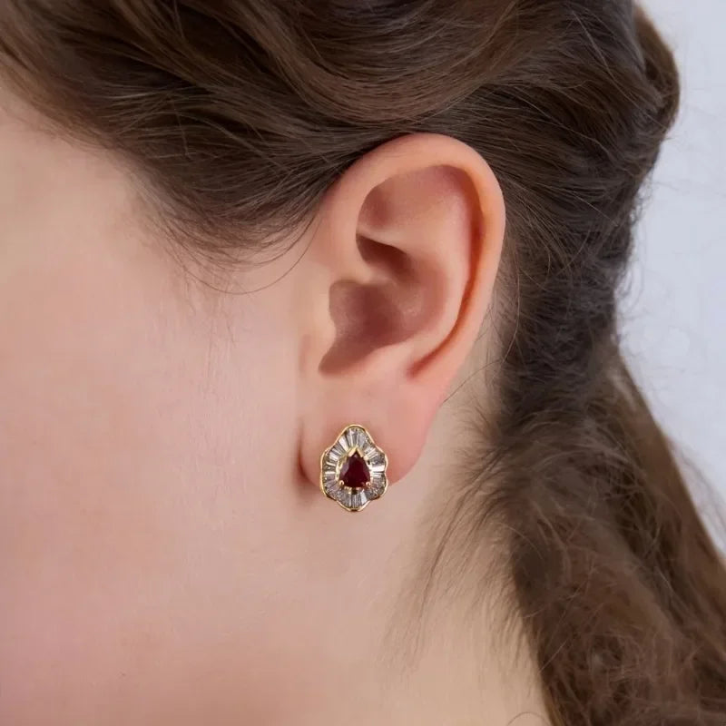 Luxury White Cubic Zirconia Earrings - Vintage Synthetic Gemstone Party Jewelry for Women