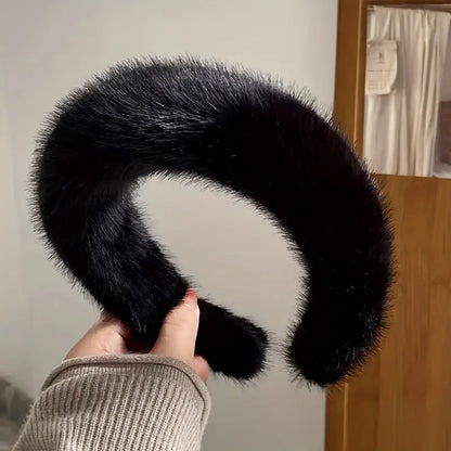 Elegant Plush Headband for Women - Soft Hair Accessory for Autumn & Winter
