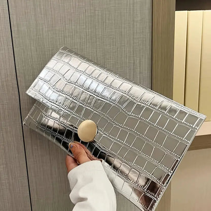 Croc Embossed Clutch – Stylish and Elegant Evening Bag for Women