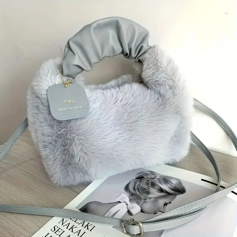 Women's Chic Faux Fur Crossbody Bag - Soft and Stylish Winter Shoulder Purse