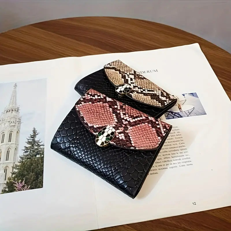 Snakeskin Trifold Wallet for Women