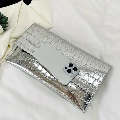 Croc Embossed Clutch – Stylish and Elegant Evening Bag for Women