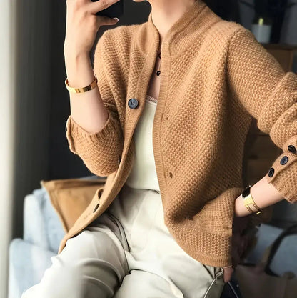 Button Front Long Sleeve Cardigan - Versatile Women’s Clothing for Spring and Fall