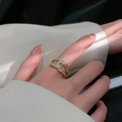 Sparkling X Cuff Ring for Women