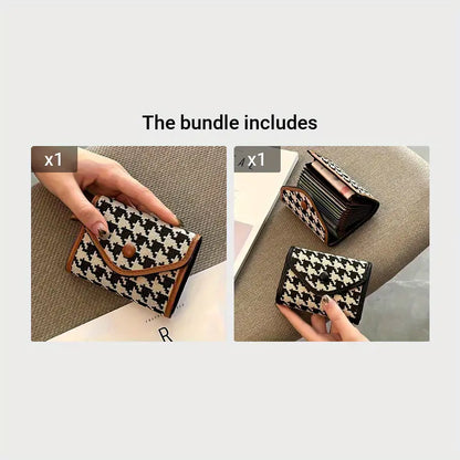 Mini Houndstooth Wallet – Compact, Stylish Women’s Accessory with Classic Pattern